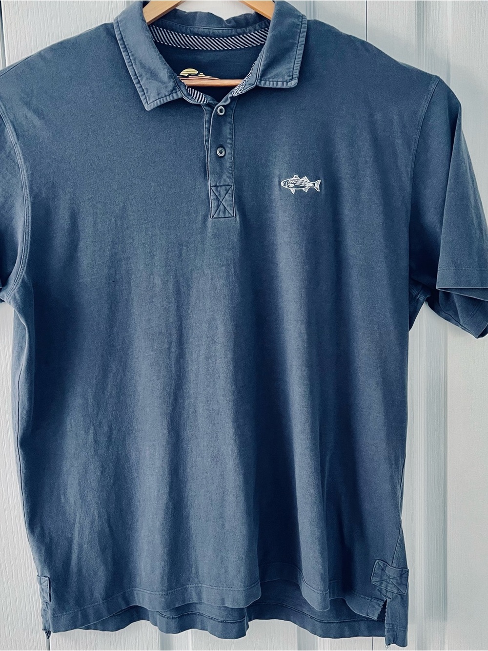 Orvis Angler Fish Men’s Blue Polo Shirt Embroidered Coastal Size XL